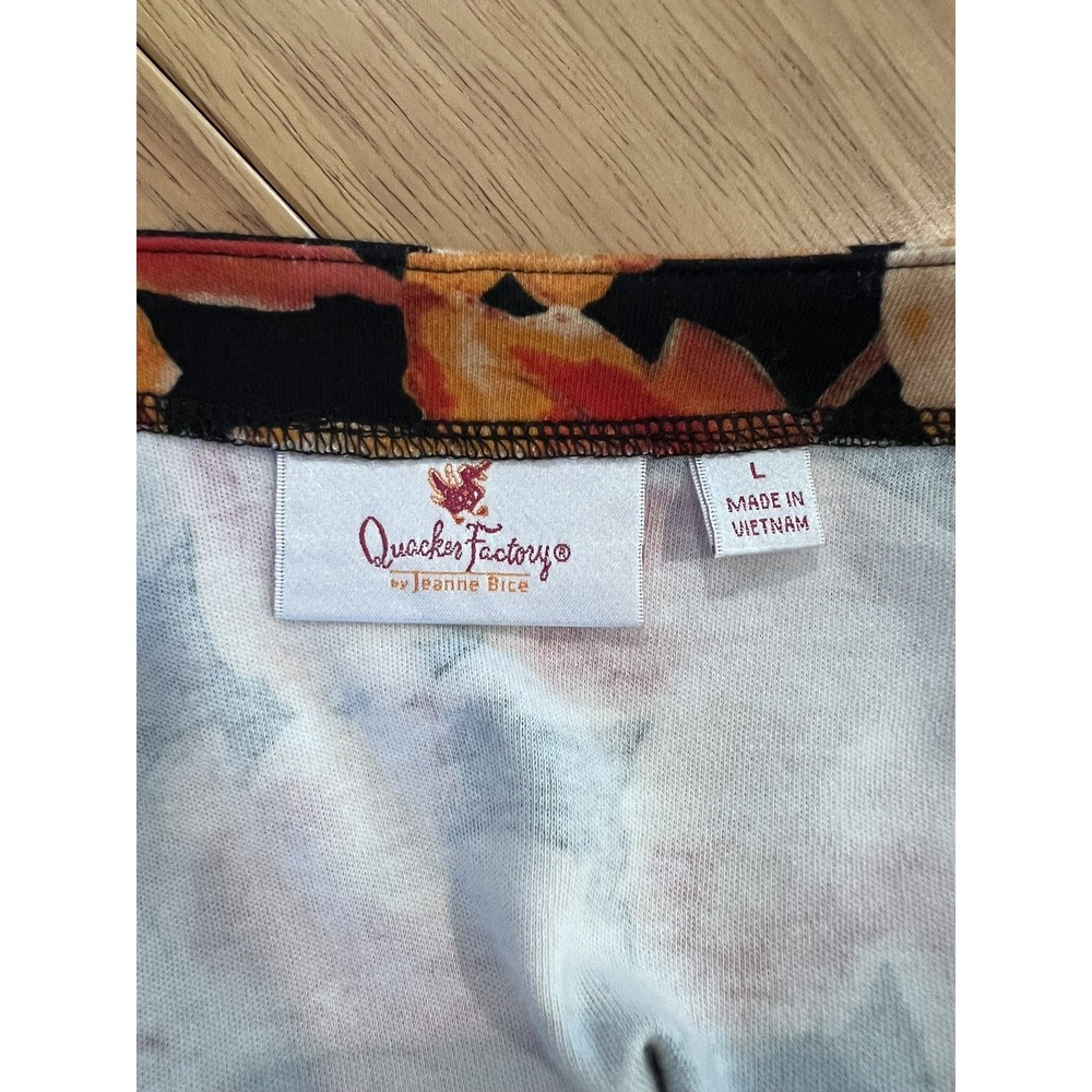 QUACKER FACTORY (L) Black Fall Maple Leaf Print Button Cardigan  100% Cotton - Picture 2 of 11